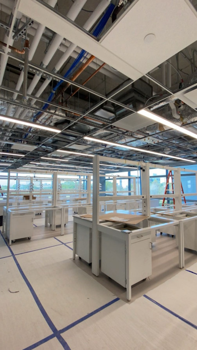 Ceiling grid and MEP rough-in in an office build-out