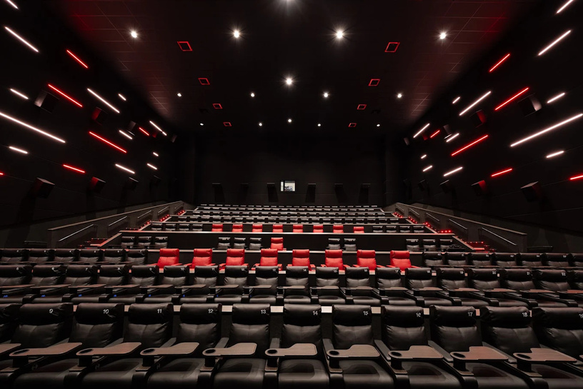 Completed cinema auditorium with luxury recliner seating